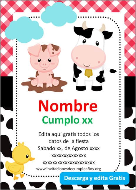 Tarjeta de Invitacion Cumpleaños La granja d Template